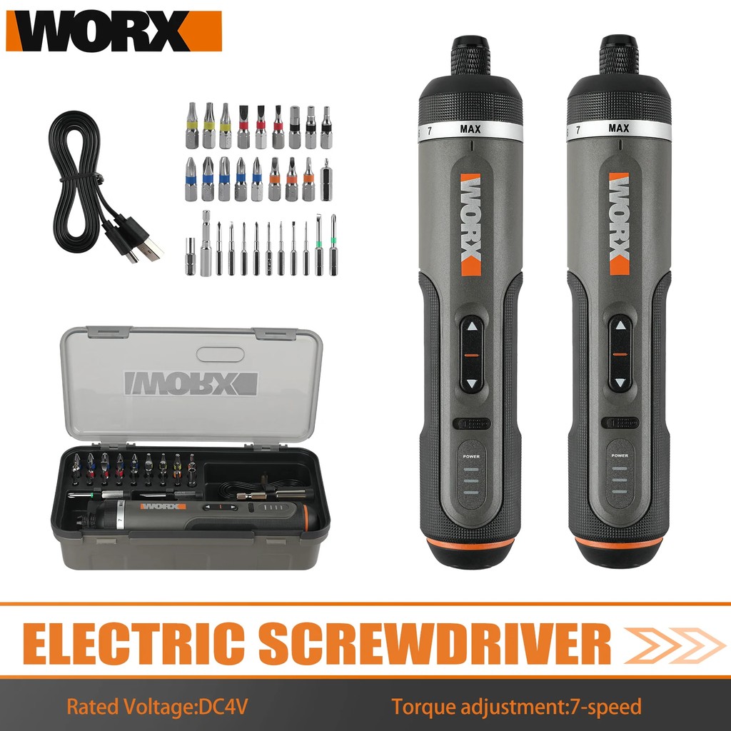 Worx Electric Screwdriver Set Intelligent Cordless Drill Screwdriver Usb  arging Handle 30 Piece