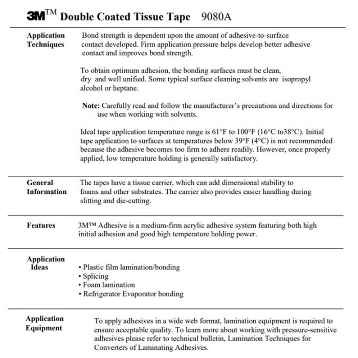 3M Double Tape 25mm 50mm x 50 M, 9080A Tisu Tissue Tissu