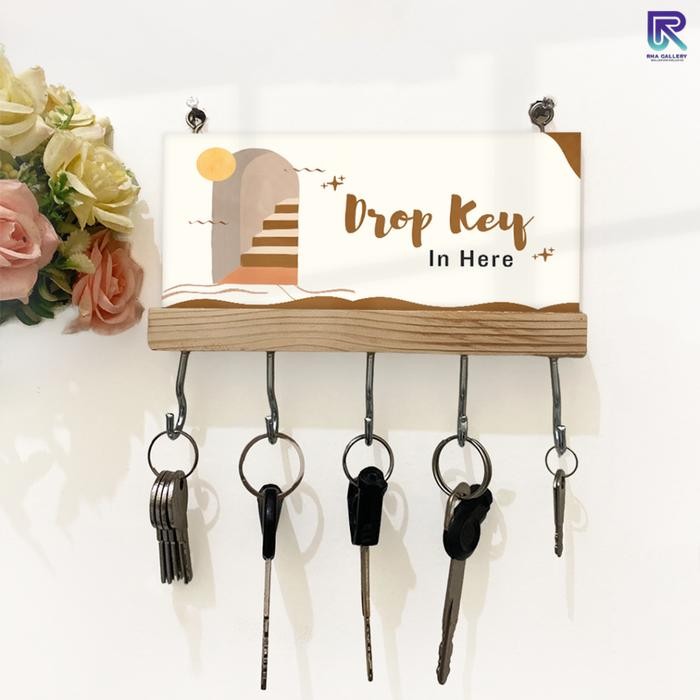 

TERLARIS RHA Tempat Gantungan Kunci Rumah Drop Key In Here Dekorasi Dinding Perlengkapan Organizer W