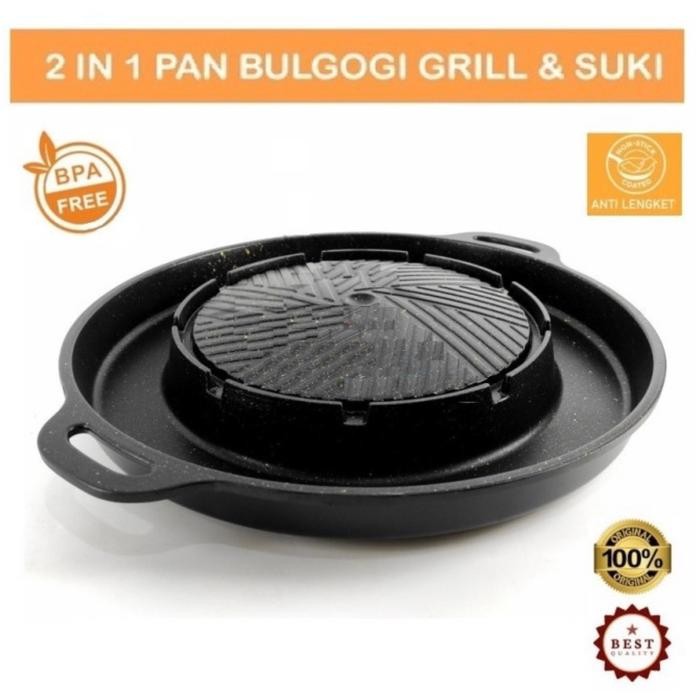 Terlaris- Panggangan Bbq Grill Plate / Panci Shabu Shabu 2In1 / Bulgogi Pan 2In1 / Grill Bulgogi
