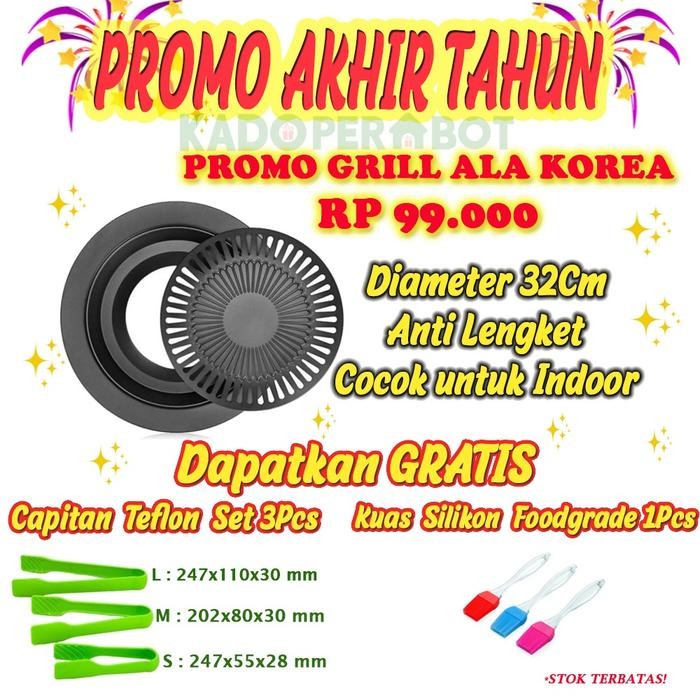 Terlaris- Promo Bbq Korea - Teflon Grill Korbeq - Wajan Grill Korea- Grill Set