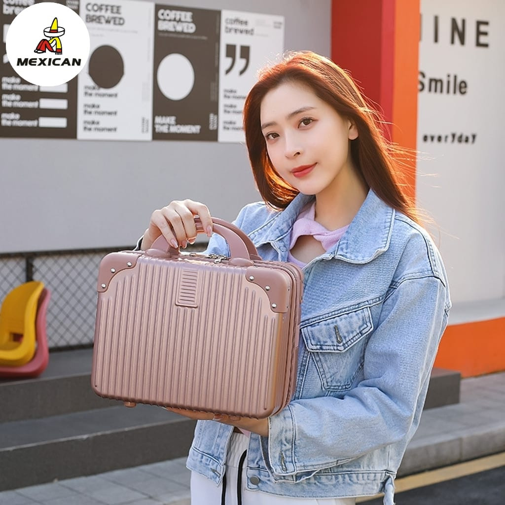 Mexican Koper 14 Inch Mini Beauty Case Tas 12 Inch Make Up Koper Kosmetik Premium Bahan Semi
