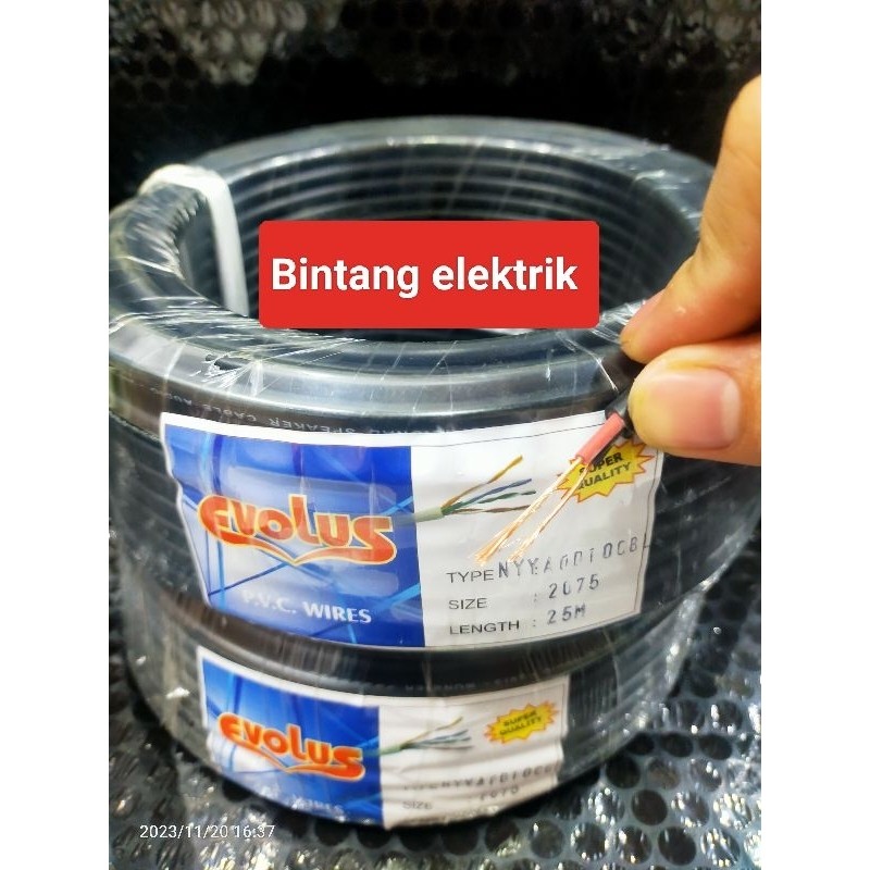 kabel serabut listrik / audio 2x0,75 Evolus (25meter)