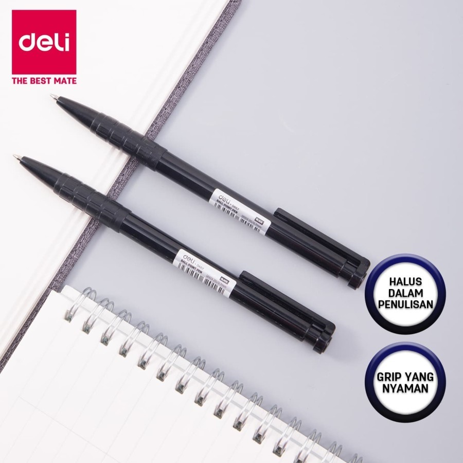 

Deli EQ00320 Bolpoin, Pulpen - 0.7mm Hitam 12pcs/box