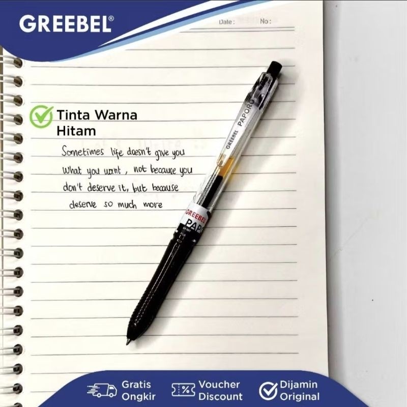 

Gel Pen Paporo GP-507 Hitam 0.5 / Greebel Pulpen Gel (12 pcs)
