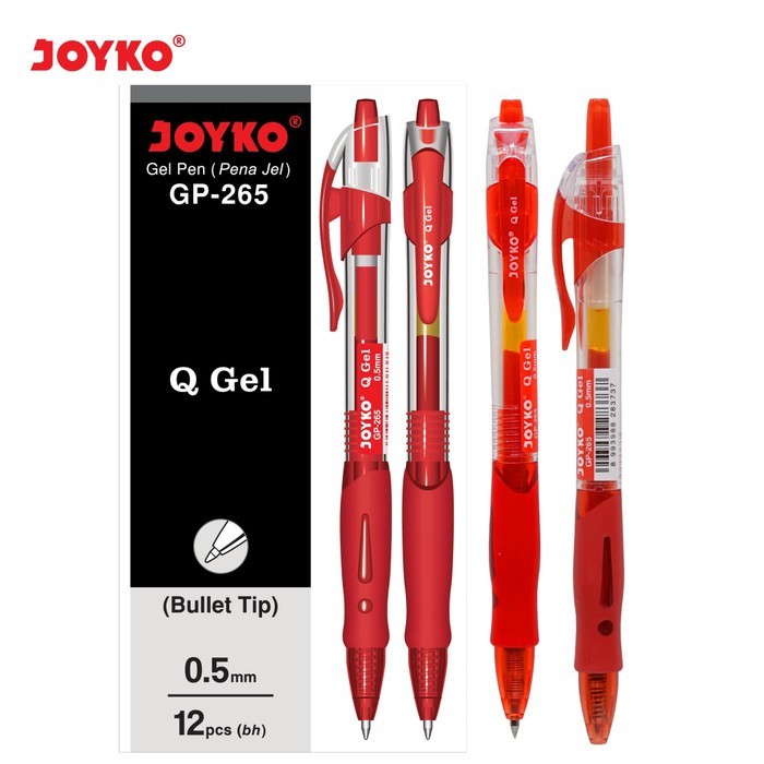 

Joyko Gel Pen Pulpen Pena GP-265 Q Gel 0.5 mm Klik 12 Pcs 1 Kotak Ori