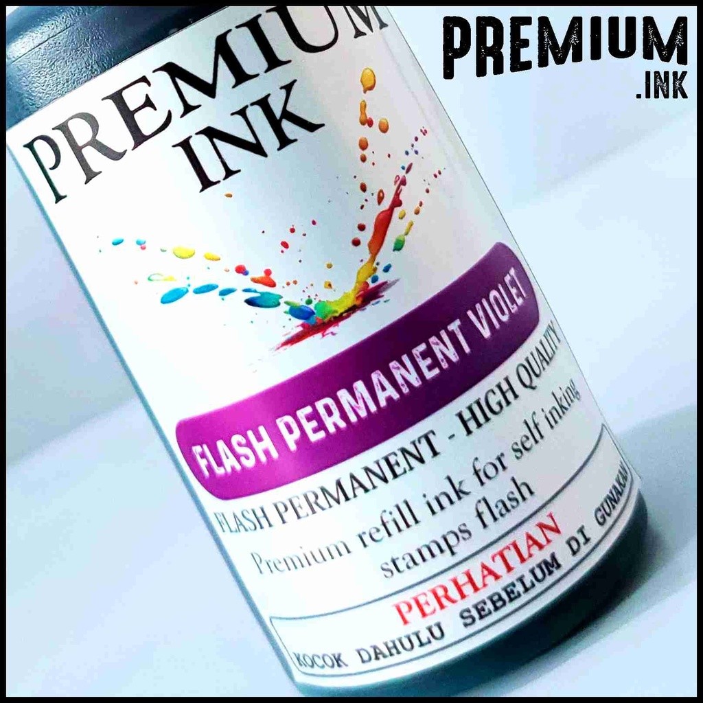

Tinta Stempel Flash Permanen 100ml - Free Botol Refill 10ml - Tinta Stempel Plastik Mika Kaca