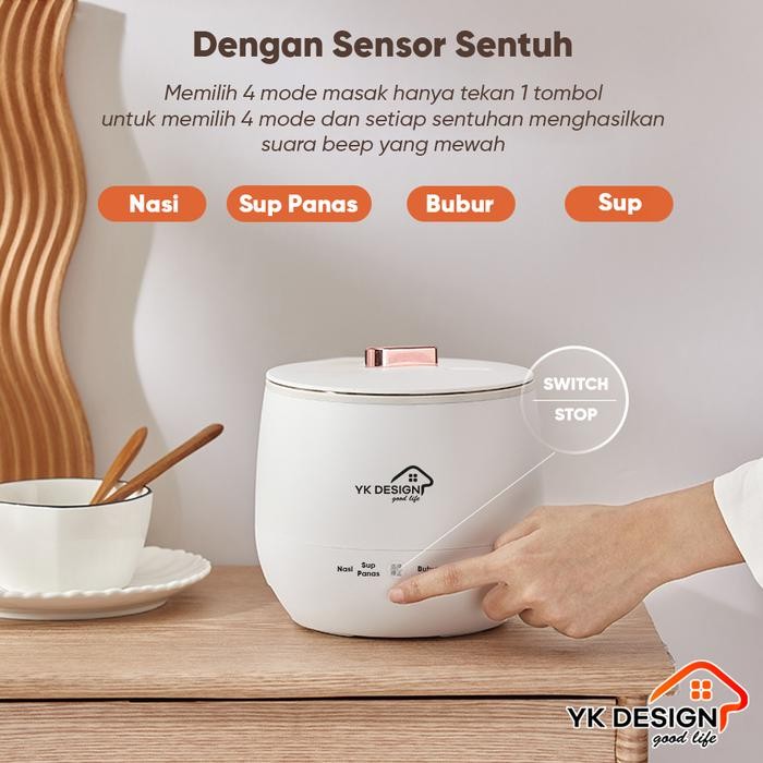 Yk Design Panci Listrik / Magic Com Mini Rice Cooker Mini Penanak Nasi Multifungsi 350 Watt Yk-805