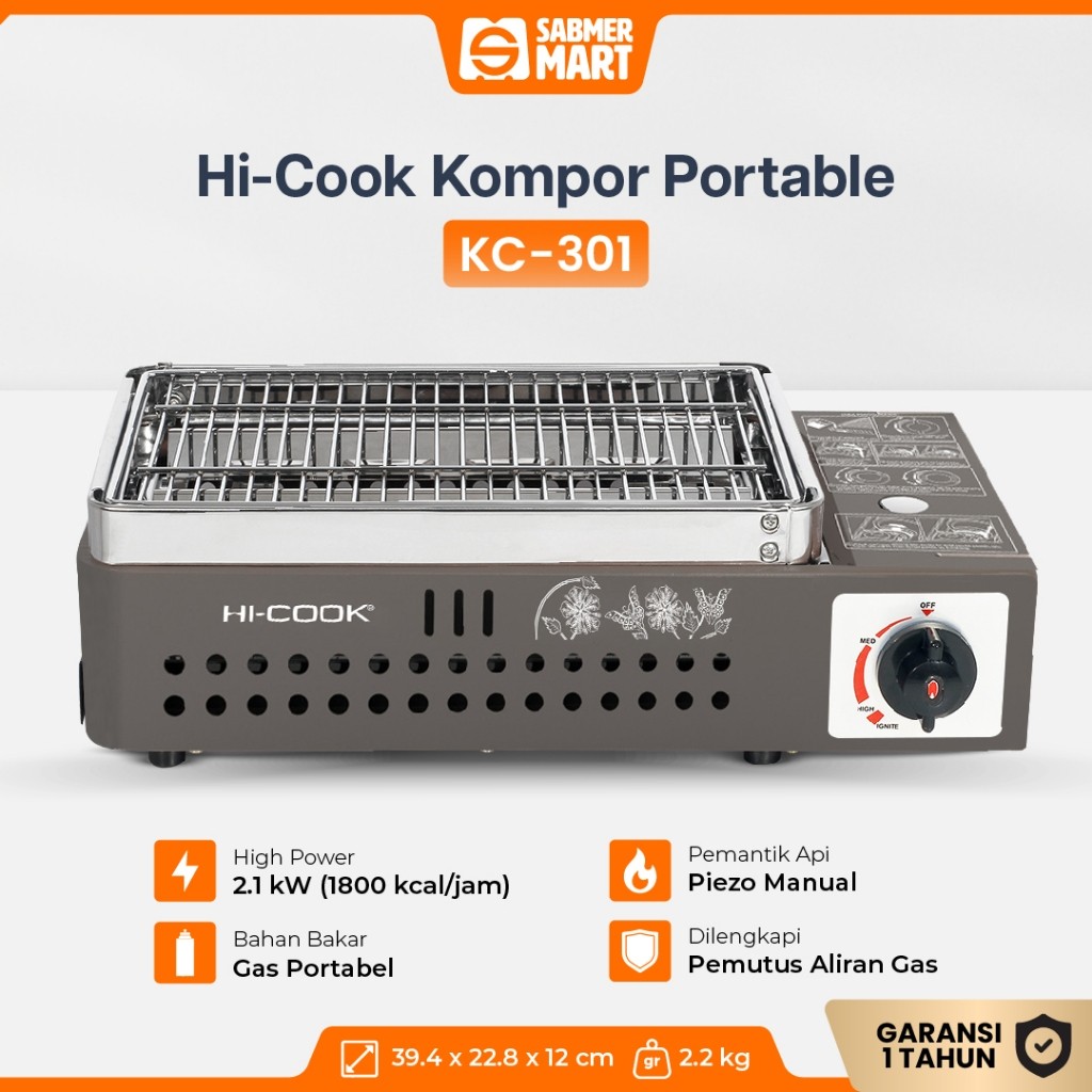 Kompor Pemanggang Gas Portable / Kompor Panggangan Portable Hi-Cook Tipe KC-301