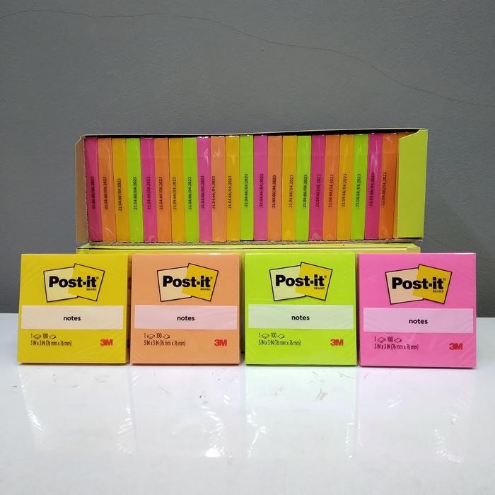 

3M Post It Super Sticky Notes 654-24Asst 1 Box Isi 24 Pad