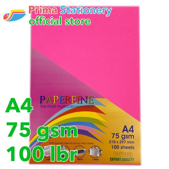 

Paperfine Kertas Hvs Warna A4 It 350 Cyber Red Isi 100 Lbr [Tc]