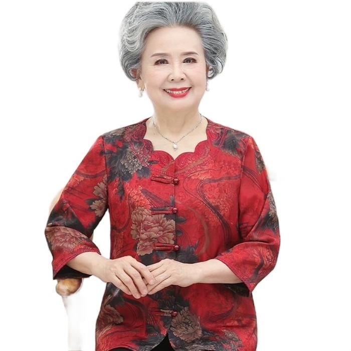Atasan Goodluck Cheongsam Tm 0009 Blouse Baju Wanita Orang Tua Nenek Acara Imlek El Chinese Fashion