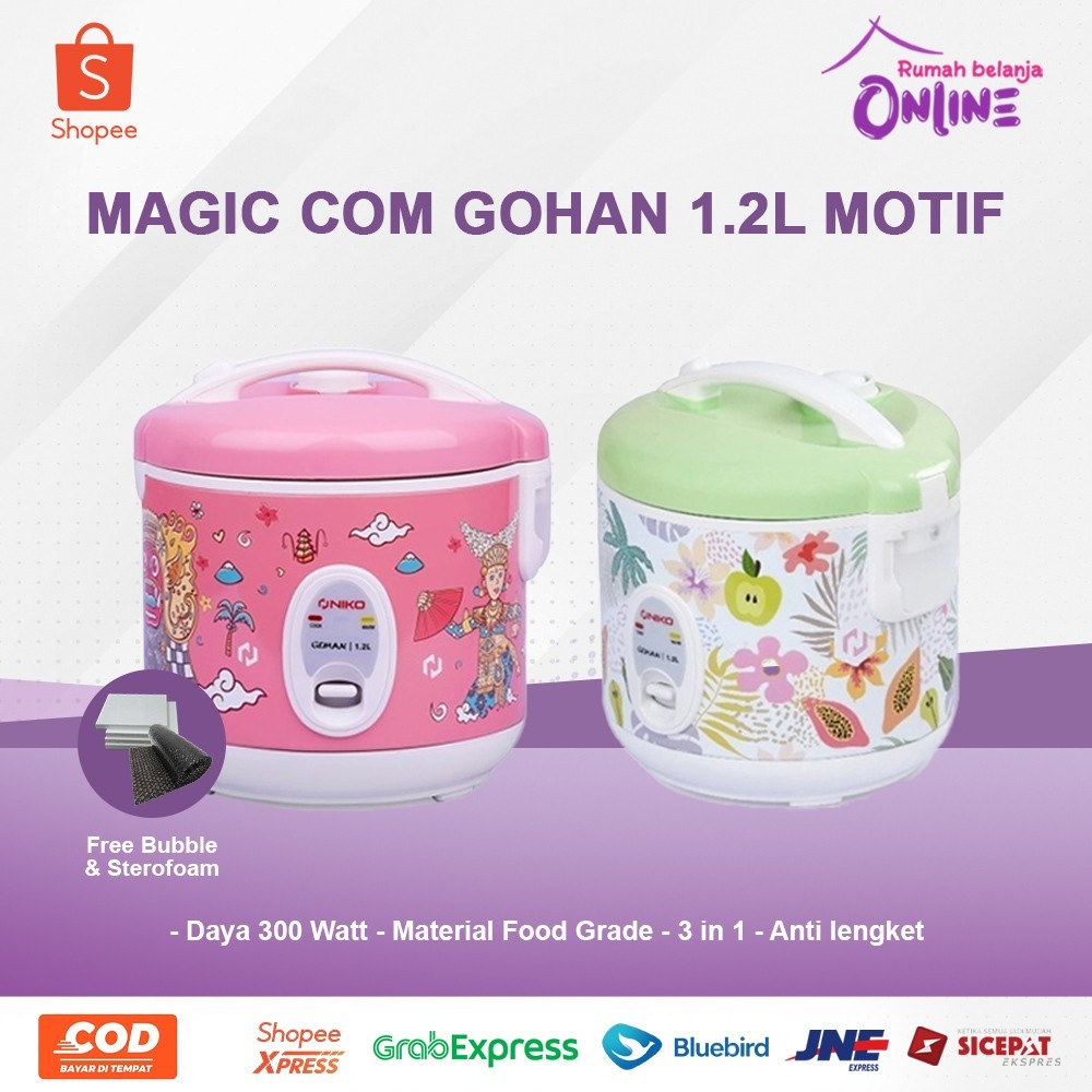 Niko Rice Cooker Kecil 1.2 L Gohan Magic com niko Culture dan Tropical WE