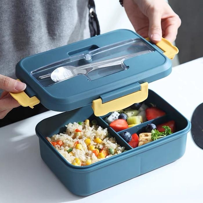 Beragam Lunch Box Sekatan Plastik / Kotak Makan Plastik /Kotak Bekal Makan Set Dsk4