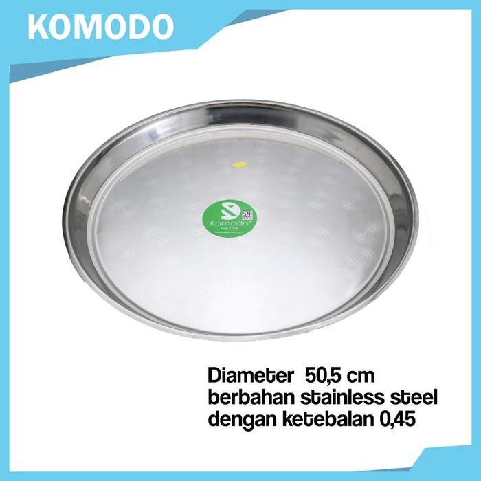 KOMODO NAMPAN BULAT / BAKI BUNDAR WADAH SAJI STAINLESS POLO 55 CM