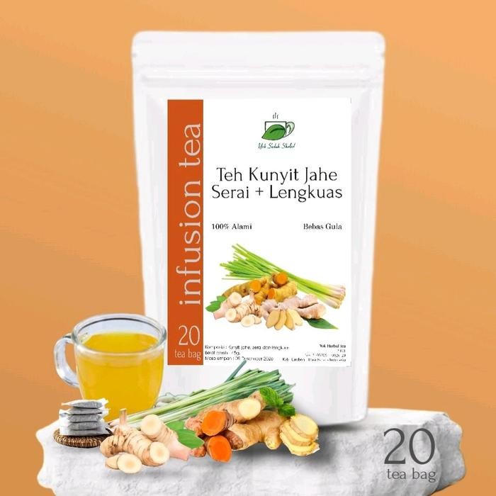 

Teh kunyit, jahe, serai, & lengkuas teh rimpang Minuman Herbal (20 tea bag) *yuk seduh botanikal