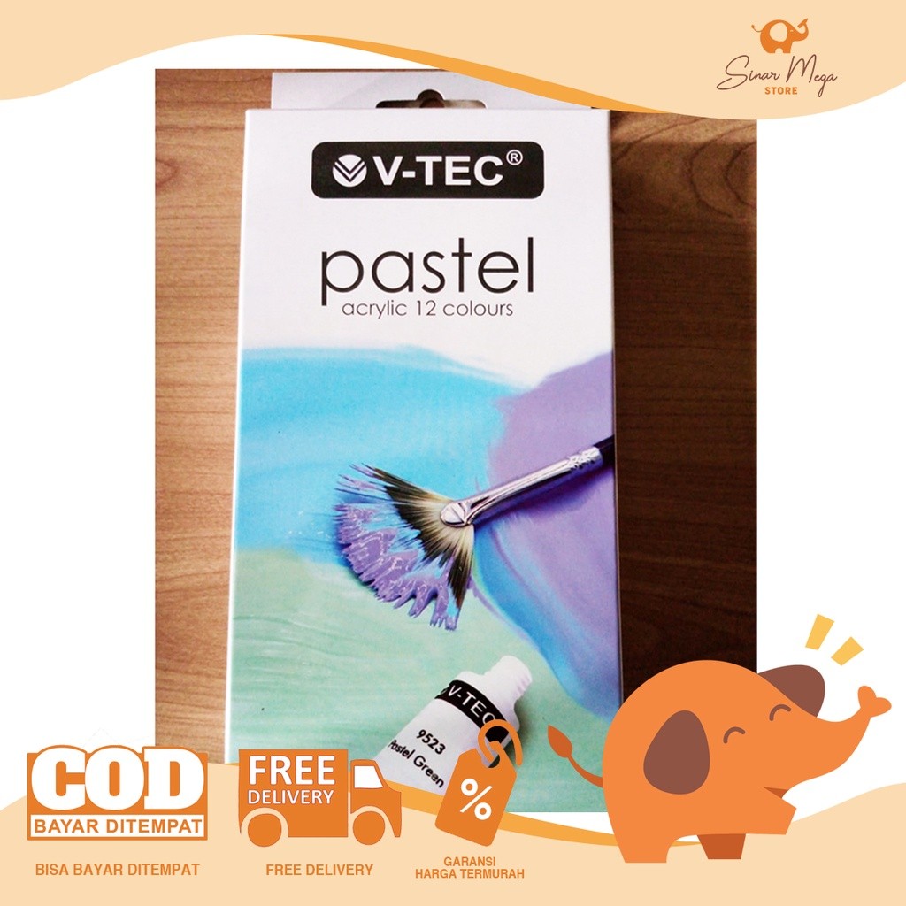 

Vtec V-Tec Acrylic Colour warna Pastel 12 Colours 6ML / Cat Akrilik Warna Pastel