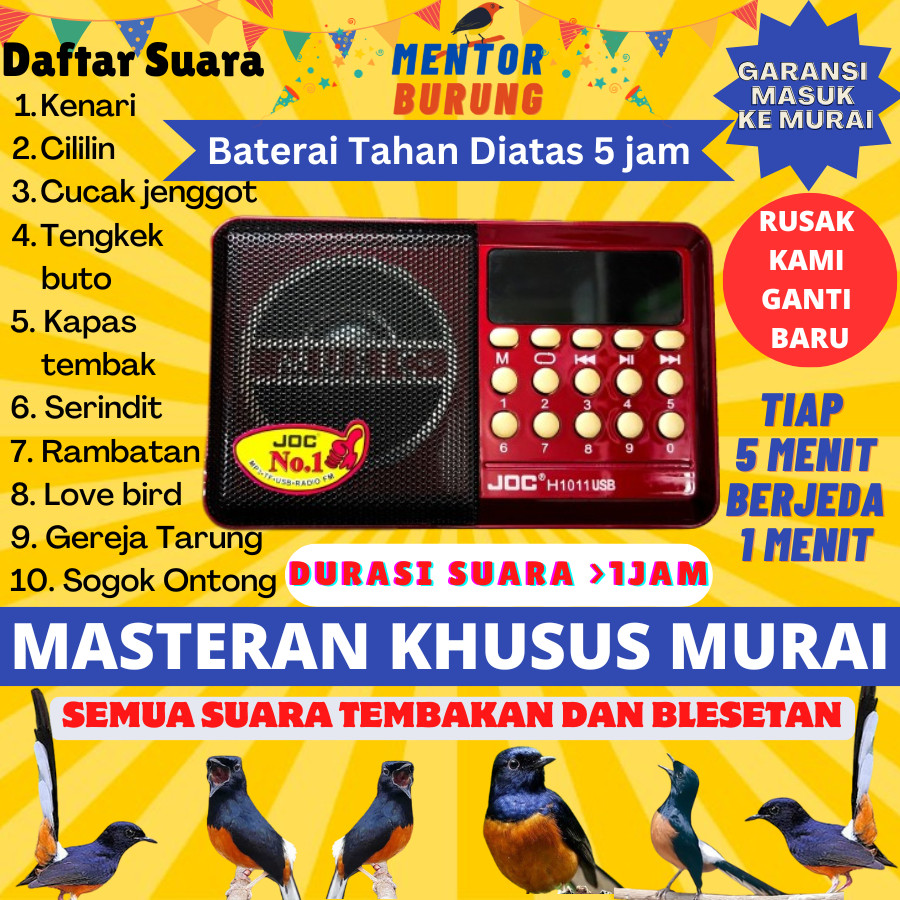 Speaker Mp3 Masteran Khusus Burung Murai Batu Air Hutan Medan Lampung Nias Jawa Kicau
