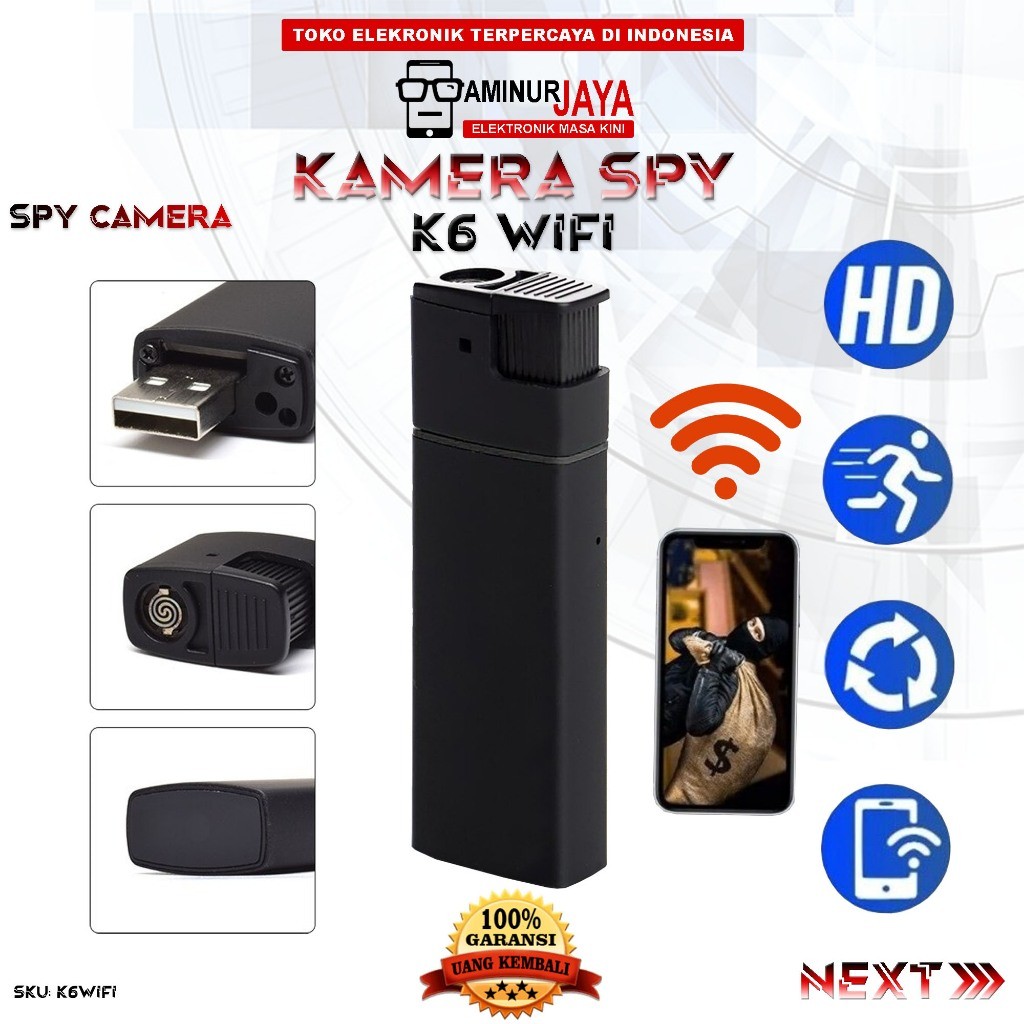 Spycam Camera Korek Elektrik K6 Wifi Lighter V18 Hidden Spy IP Kamera Unik Pengintai Mata mata CCTV