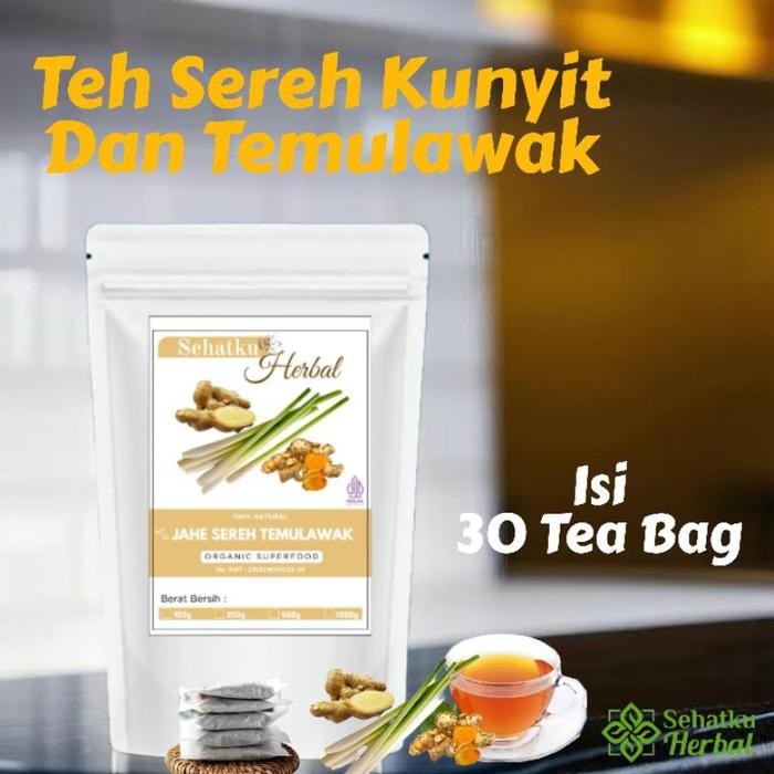 

Sehatkuherbal Teh Sereh Jahe Dan Temulawak : Lemonggras Ginger Curcuma tea isi 30 tea bag