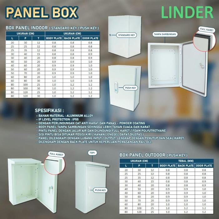 Linder Box Panel Listrik / Panel Indoor Outdoor Topi Kunci Push / Tekan Tebal / Kotak Panel Putih