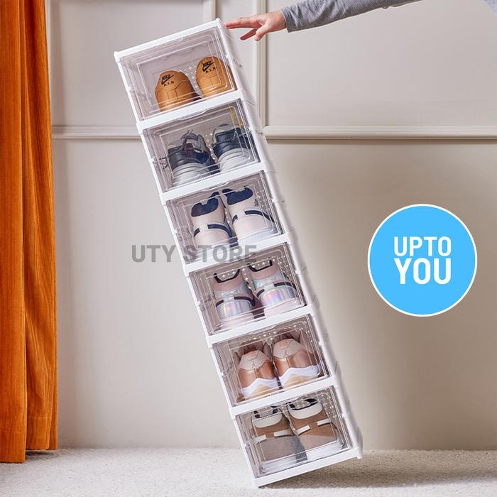 PREMIUM Kotak Sepatu Lipat Rak Sepatu Lipat Lemari Sepatu Lipat Kotak Sepatu Transparan Plastik