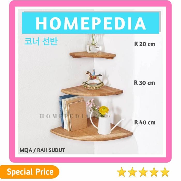 PREMIUM Meja Sudut / Rak Sudut / Ambalan Dinding / Rak Kayu