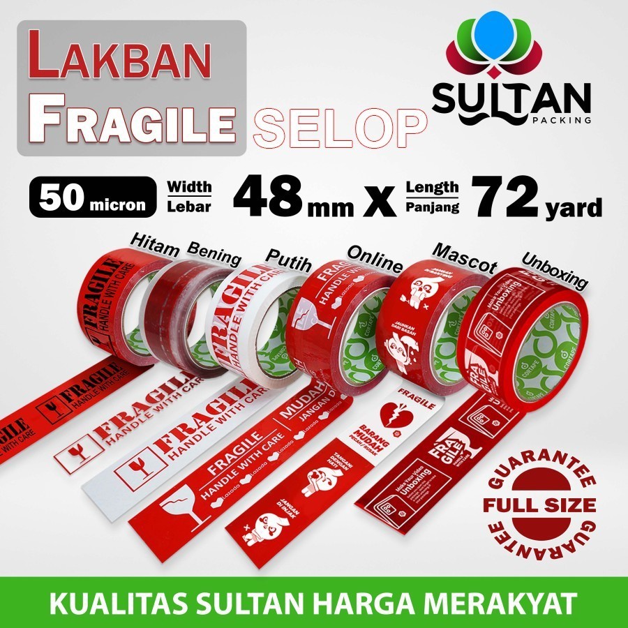 

Lakban FRAGILE 48mm PREMIUM Plakban Isolasi TERMURAH / SELOP WE!!!