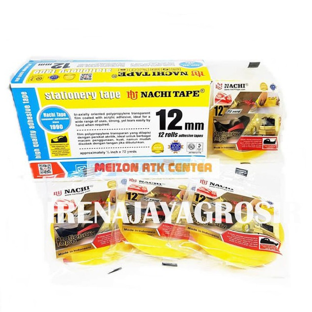 

(1 pak 12 roll) NACHI Stationery Tape 12mm 1/2 inch ( 12 mm x 72 Yard ) WE!!!