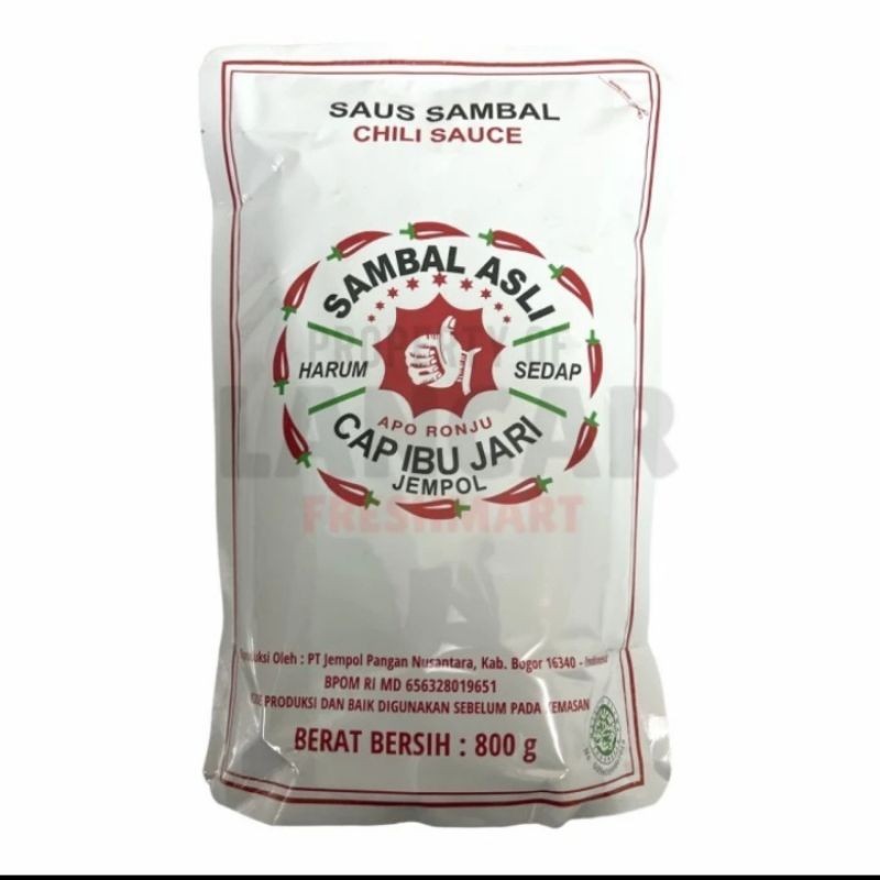 

SAUS SAMBAL CAP IBU JARI 800GR / SAUS JEMPOL REFILL PACK 800GR