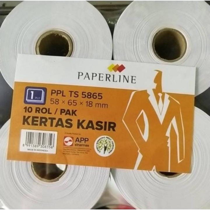 

Kertas Kasir / Struk / Paper Roll 1PLY Uk. 58x65x18 Merk Paperline WE!!