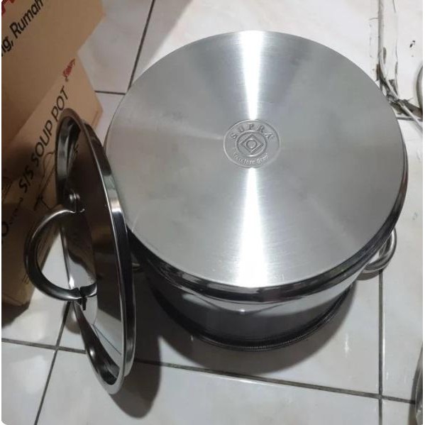 Supra Panci Stockpot 8 Qt 8Qt 8L Horekaru Induksi Stainless Tebal #Gratisongkir