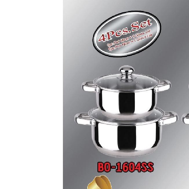 4 Panci Set / Cookware Set With Ss Cover (Bistro) Bo-1604Ss #Gratisongkir