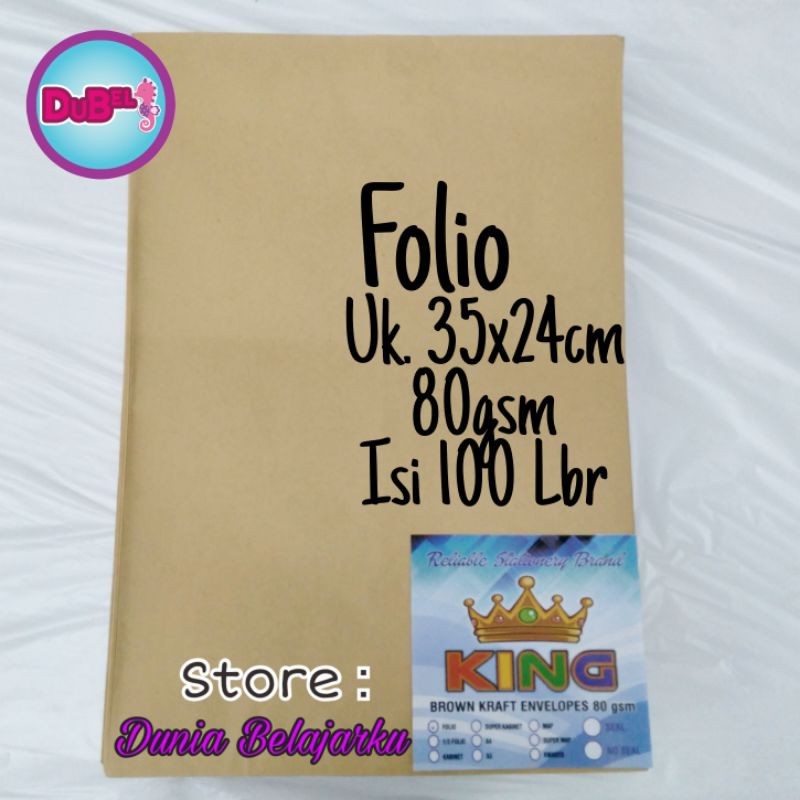

Amplop Coklat Folio King 35x24cm 80gsm Isi 100 Lembar [Pack] WE!!