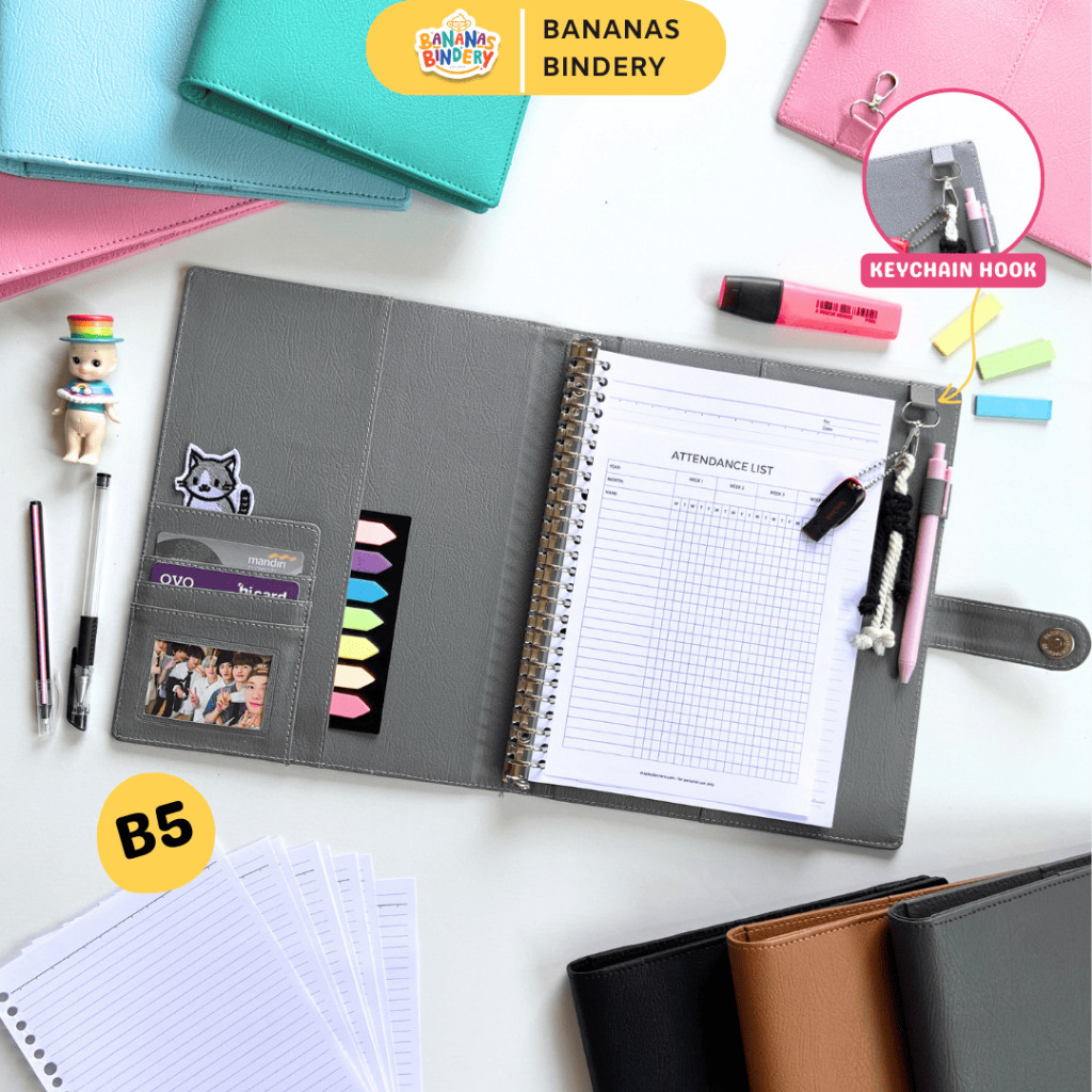 

Binder Polos Keychain Hook B5 Kulit Premium Special Edition 26ring/Lubang WE!!