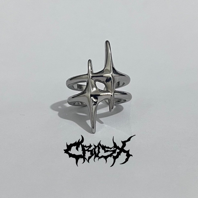 M5 STAR RING / CINCIN BINTANG OFF WHITE PANAH CINCIN SALIB SUN MOON BULAN / Y2K RETRO VINTAGE CROSS