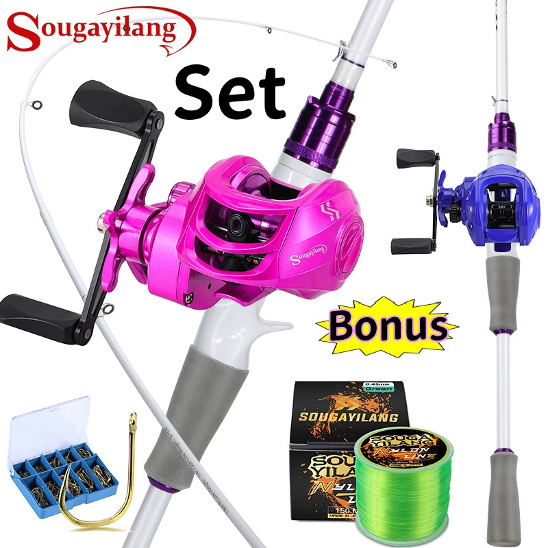 Sougayilang Joran Pancing Set Bc Set 180cm 5-10LB Joran UL Carbon Pancingan Set Lengkap Casting