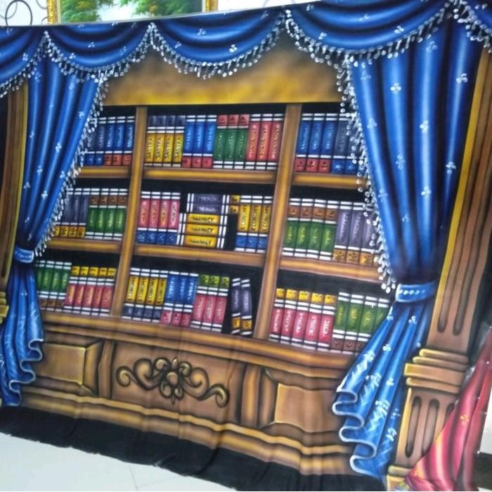 Background Foto Wisuda / Background Latar Dekorasi Foto Rak Buku Wisuda 2,53Mtr Kain Kain