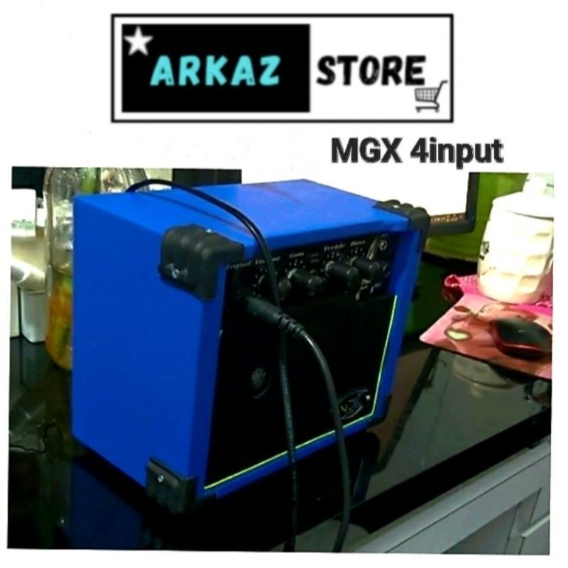 Ampli gitar KARAOKE MGX 4input-Distorsi/Mic/Aux/headphone - free kabel aux