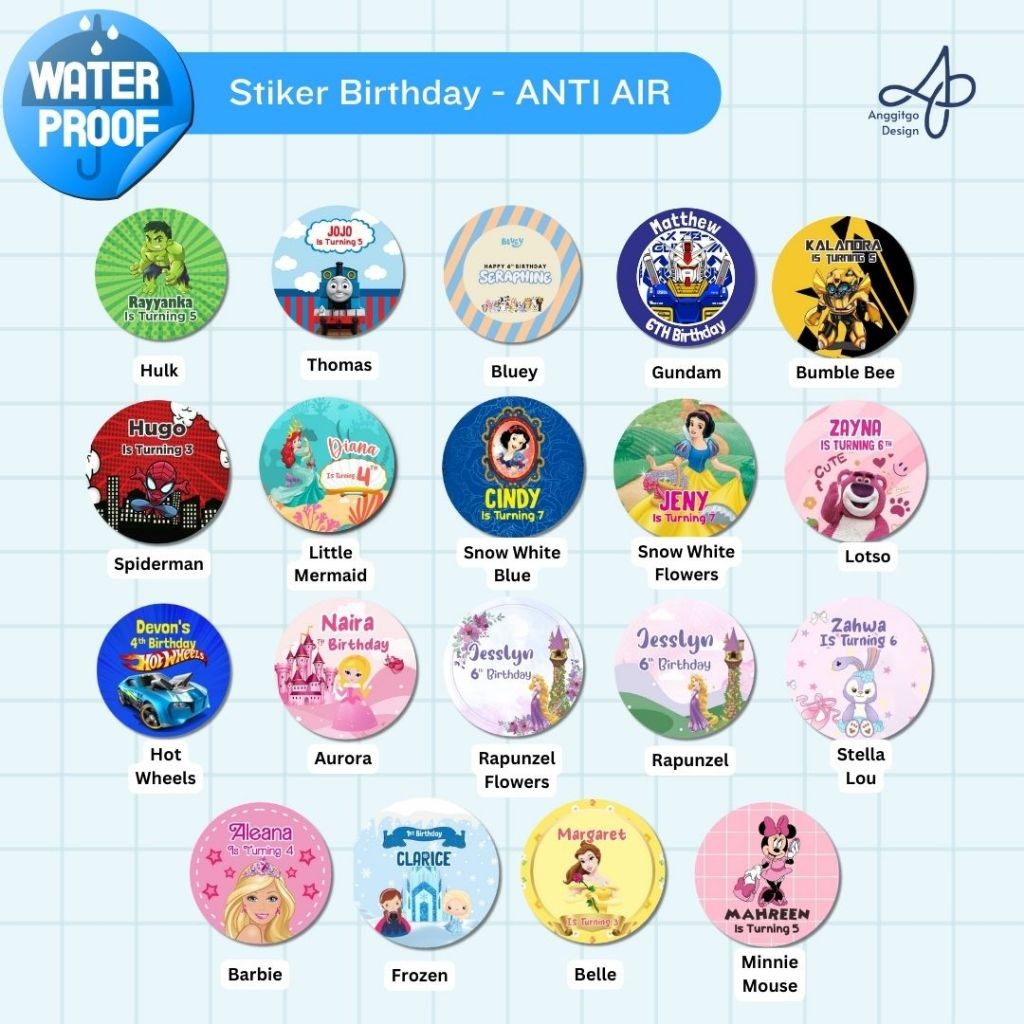

Stiker ULANG TAHUN CUSTOM NAMA Sticker Birthday Anak Custom Anti Air Waterproof
