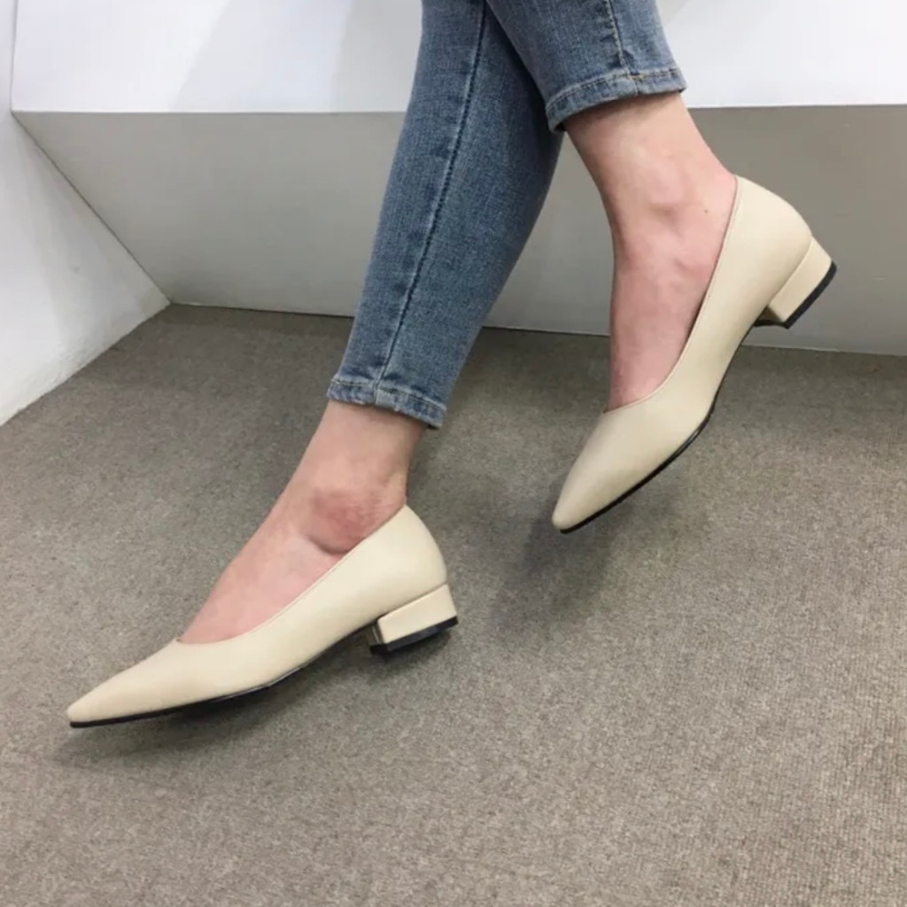 SEPATU WANITA HEELS PANTOFEL HAK BUNGKUS 3CM ZELUNA BIG SIZE 35-45