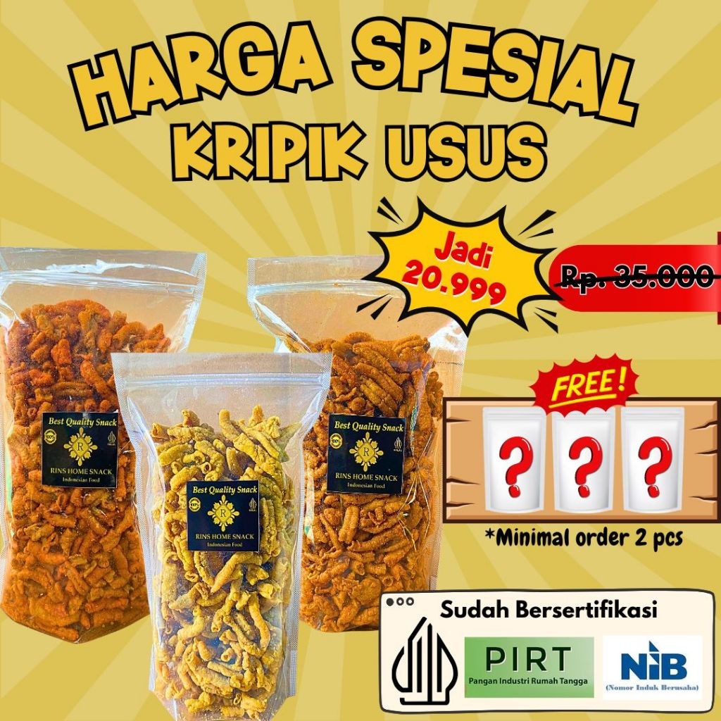 

TERBATAS!! HARGA BANTING KERIPIK USUS KEMASAN 300GR TERMURAH WE!!