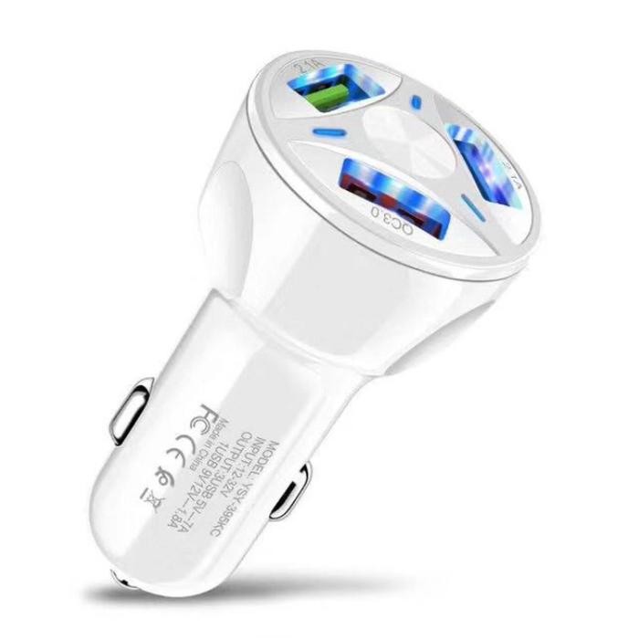 CAR CHARGER 3 PORT ROUND MODEL WITH 3.0 QC FAST CAR CHARGER 3 PORT