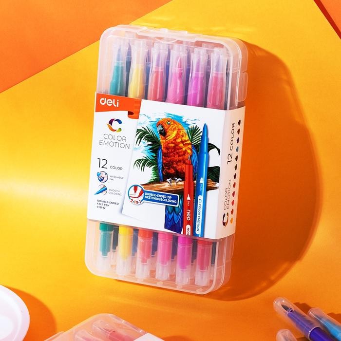 

Big Boss - Deli Felt Pen / Spidol Warna 2 Tip 12/24 Warna Kemasan Kotak Ec151-12 Ec151-24 Kuas Brush