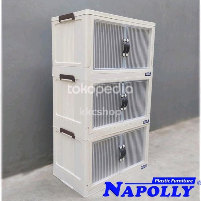 CONTAINER BOX LIPAT LEMARI SUSUN PLASTIK SERBAGUNA POLIBOX NAPOLLY
