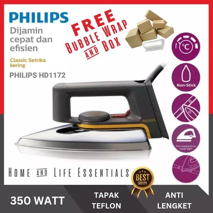 TERBARU Setrika Philips HD 1172 Gosokan Philips Dry Iron Strika philips HD1172