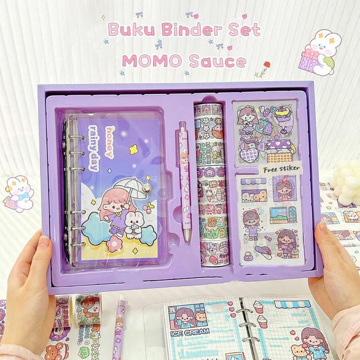 

Big Boss - Buku Binder Diary Set Stiker Dan Washitape Motif Momo Sauce Pink Paper Stationery