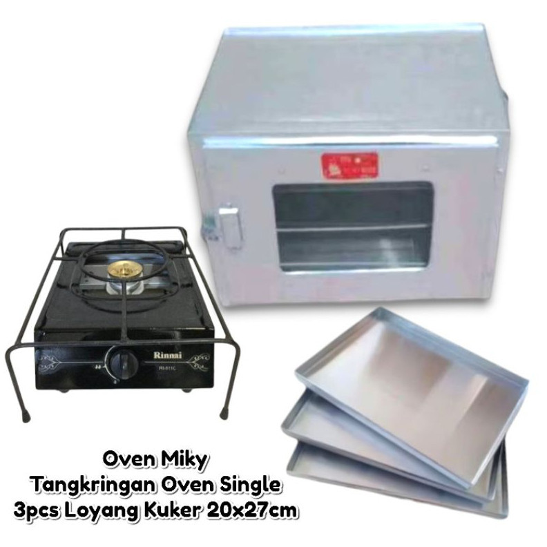 Oven Kompor Tangkring Miky Susun 3 Bahan Galvalum Anti Karat / Paket Loyang dan Cetakan Kue Lengkap