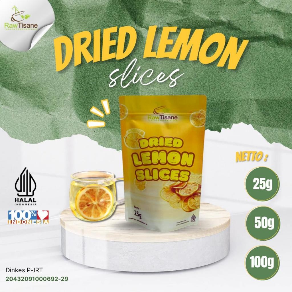 

RAW TISANE Dried Lemon Slice / Buah Lemon Kering Iris Isi 100 Gram WE!!