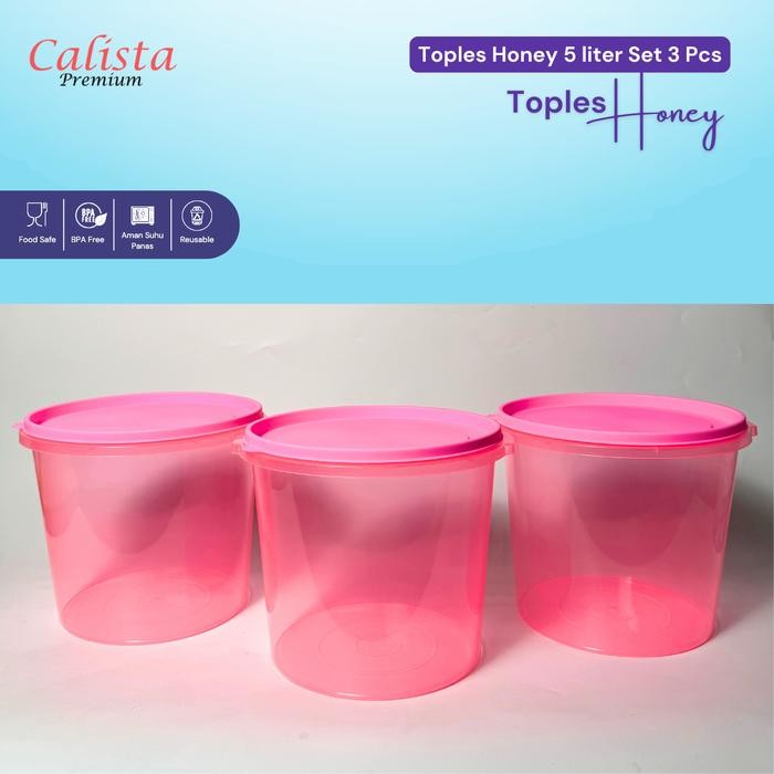 [CALISTA] Toples Kerupuk set 3 pcs - Toples Honey 5 liter